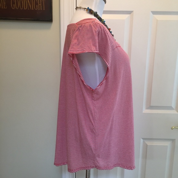 Loft pinstripe ruffle sleeve square neck tee - Picture 5 of 7